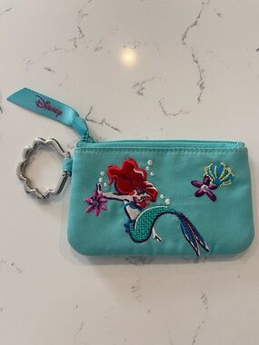 Vera Bradley Disney Ariel The Little Mermaid Teal Zip ID Case Wallet Key Chain